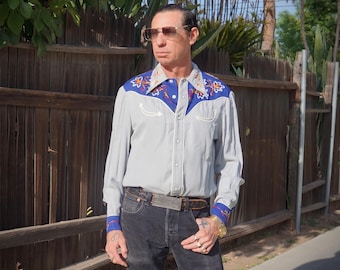 Vintage 1950's “H Bar C” California Ranchwear Western Cowboy Rayon