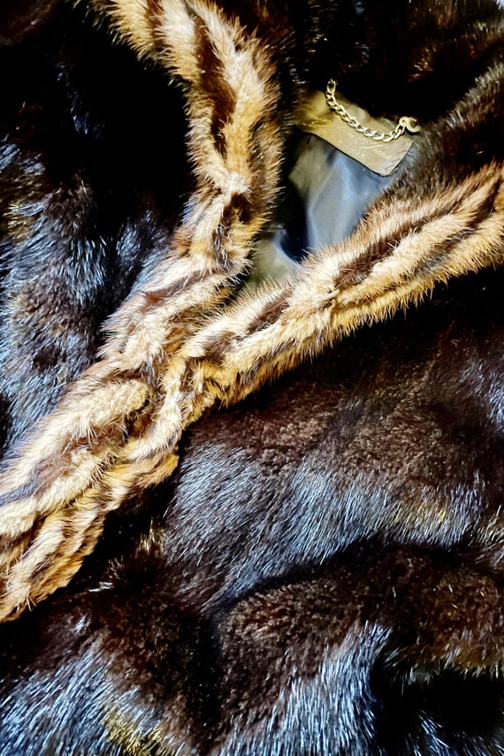 1970s Brown Mink with Tiger Print Fur Coat / 1970… - image 10