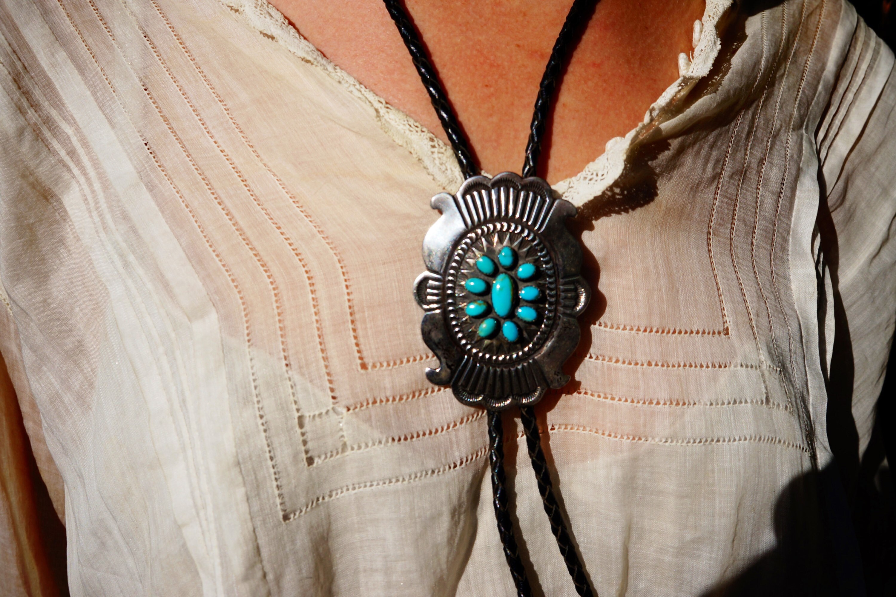 Rick Martinez Vintage Navajo Sterling Silver Turquoise Bolo Tie - Etsy
