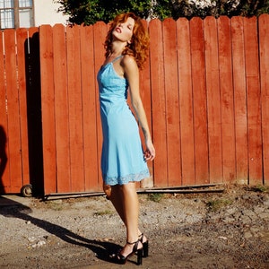 1950s Turquoise Blue Slip Dress Deadstock by Vanity Fair / Dead Stock 50s Lingerie / 1950s Lace Slip image 2