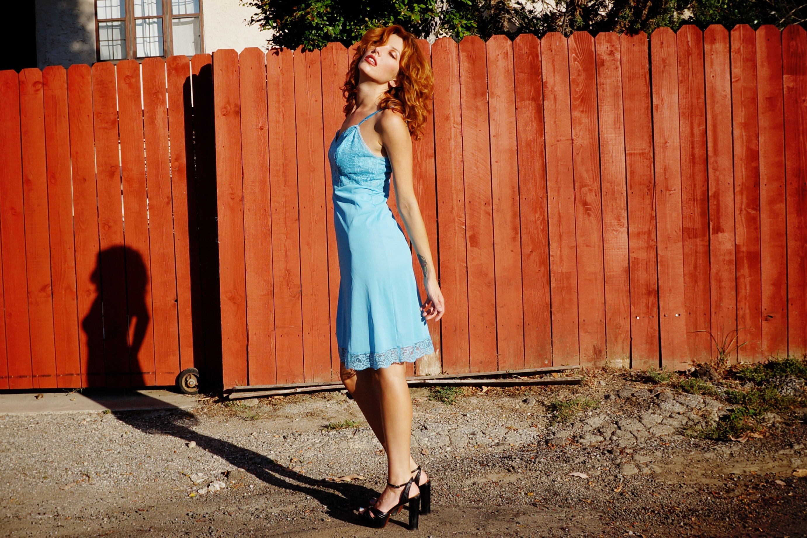 1950年代 ターコイズブルー スリップドレス デッドストック by Vanity 