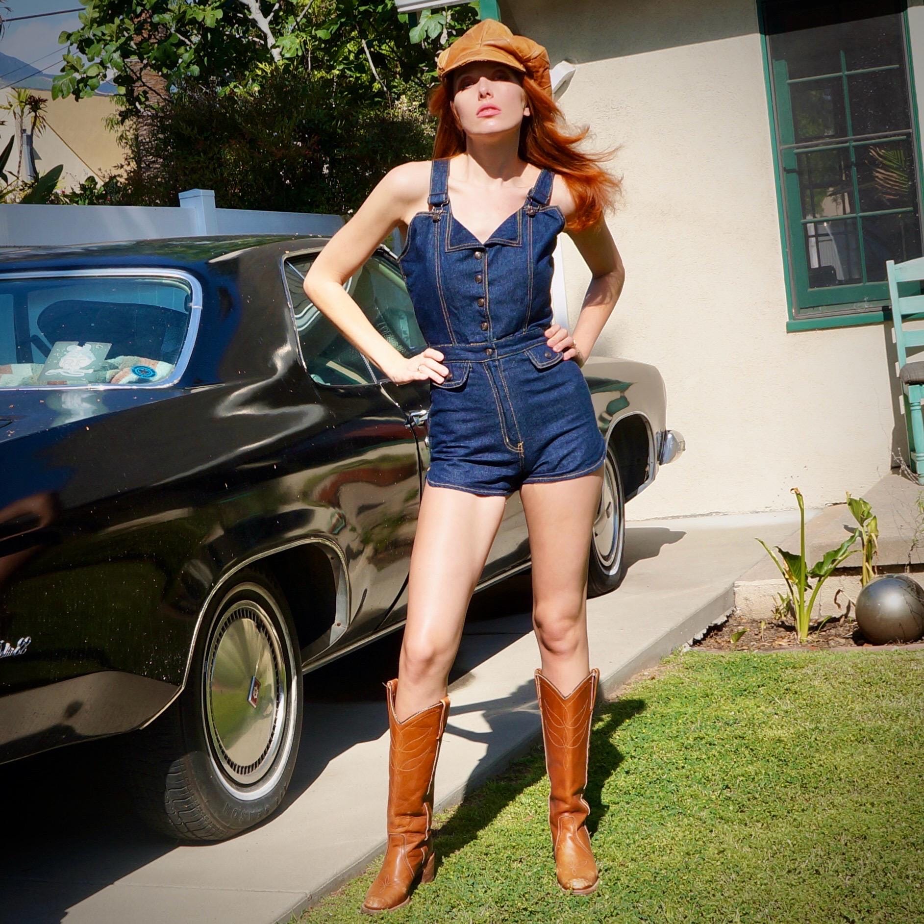 70s Denim Romper - Etsy