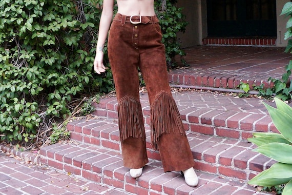 1960s Suede Fringe Pants / 1960s Suede Chaps / 1960s Suede Rodeo Pants / 1960s Fringe Western Pants