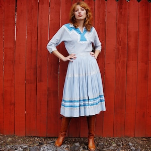 1950s Patio Skirt and Blouse Set / 1950s Patio Dress with Metallic Thread 1950s Square Dancing Outfit 1950s Western Wear 50s Western Outfit