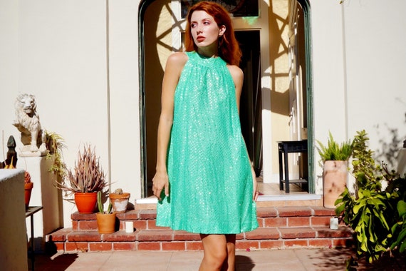 green tent dress Printed Plisse Maxi Tent Dress Green / S main image 0