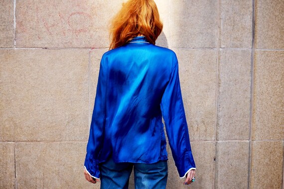 1930s Embroidered Satin Chinese Blouse / 1930s Be… - image 3