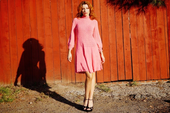 1960s Pink Knit Midi Dress / 1960s Knit Dress / 1… - image 5