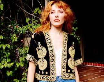 Kleding Gender-neutrale kleding volwassenen Gilets Vintage Turkish Long Velvet Embroidered Vest 