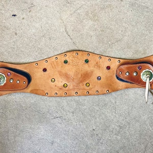 1950s Studded and Jeweled Buco Belt by Joseph Buegeleisen / 1950s Studded Kidney Belt / 1950s Jeweled Kidney Belt / 1950s Motorcyle Belt