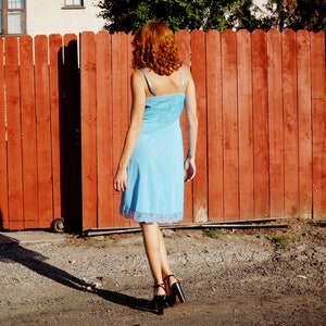 1950s Turquoise Blue Slip Dress Deadstock by Vanity Fair / Dead Stock 50s Lingerie / 1950s Lace Slip image 4