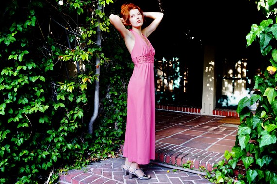 1970s Pink Cut Out Maxi Dress by Mikey Jrs / 1970… - image 4