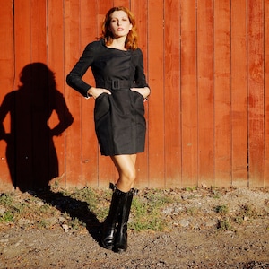 Late 1950s/Early 1960s Black Structured Coat / 1960s Black Avant Gaurde Coat / 1960s Coat Dress