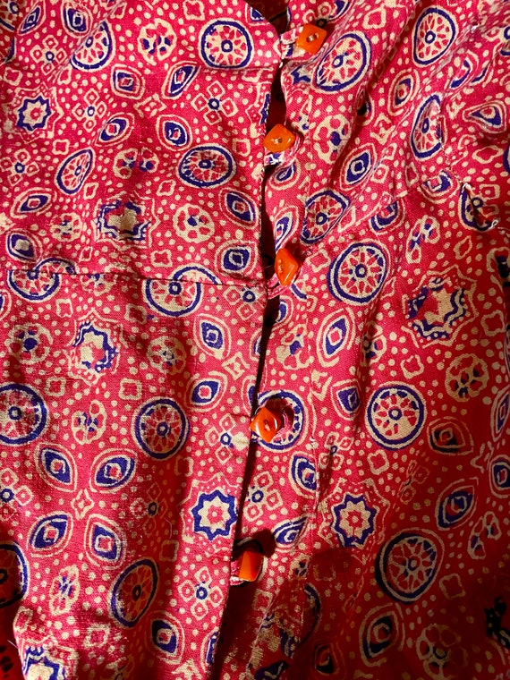 1970s Orange Indian Cotton Maxi Dress / 1970s Ind… - image 7