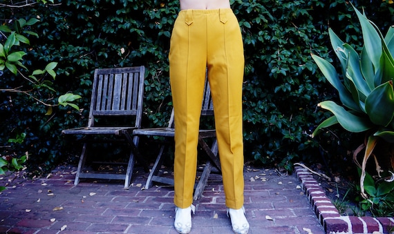 1970s Deadstock H Bar C Mustard Yellow Western Pants Size 26 / 1970s Western Pants / 1970s H Bar C Pants