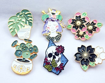Plant Skull Kawaii Pin Succulents Monstera Knitting Pins Backpack Pins