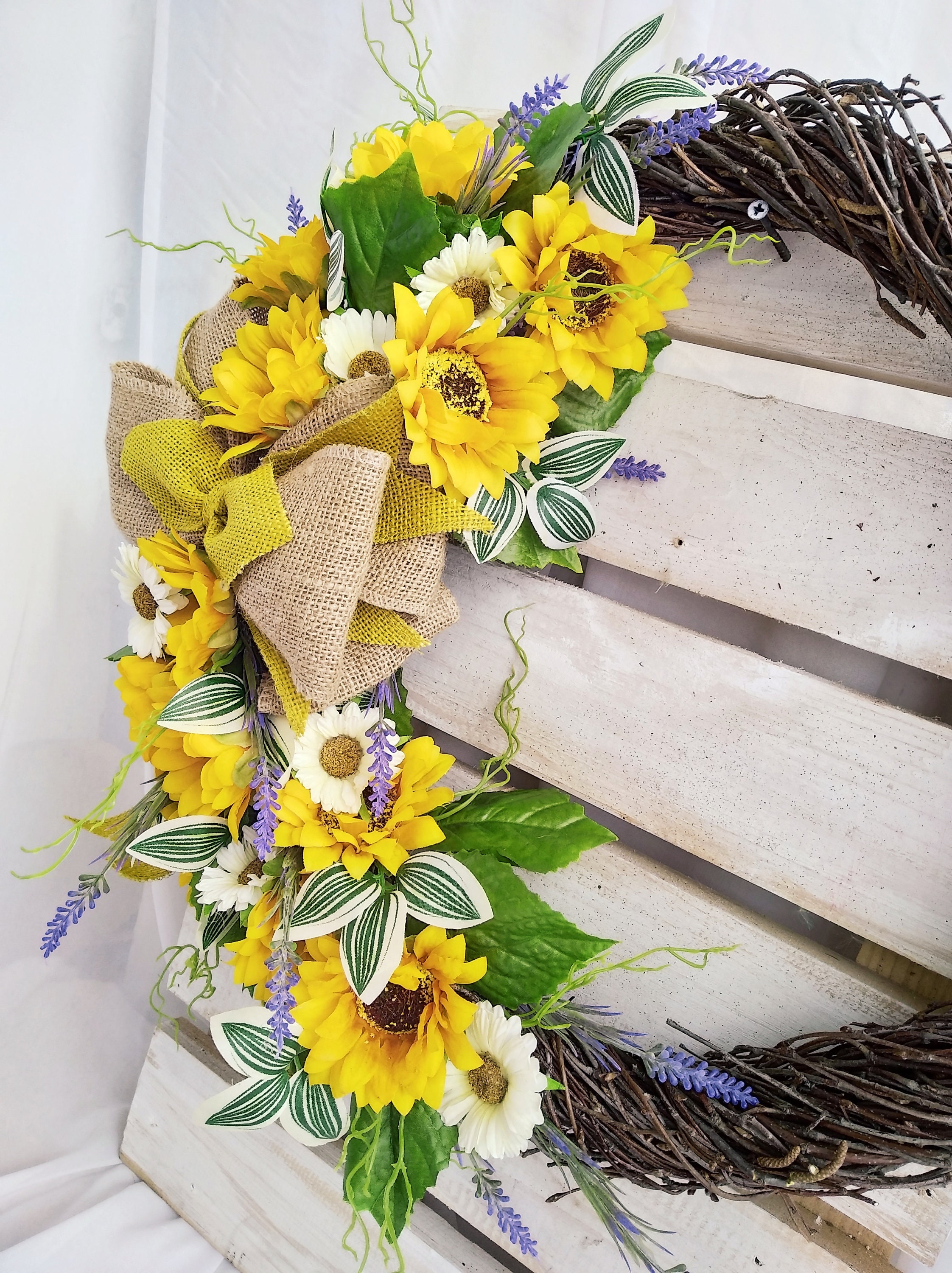 Front Door Wreath Sunflowers Wreath Floral Door Wreath Etsy