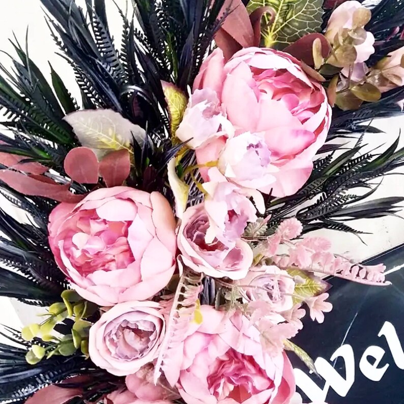 Gothic Halloween Black Pink Flower Floral Peony Fall Autumn Etsy