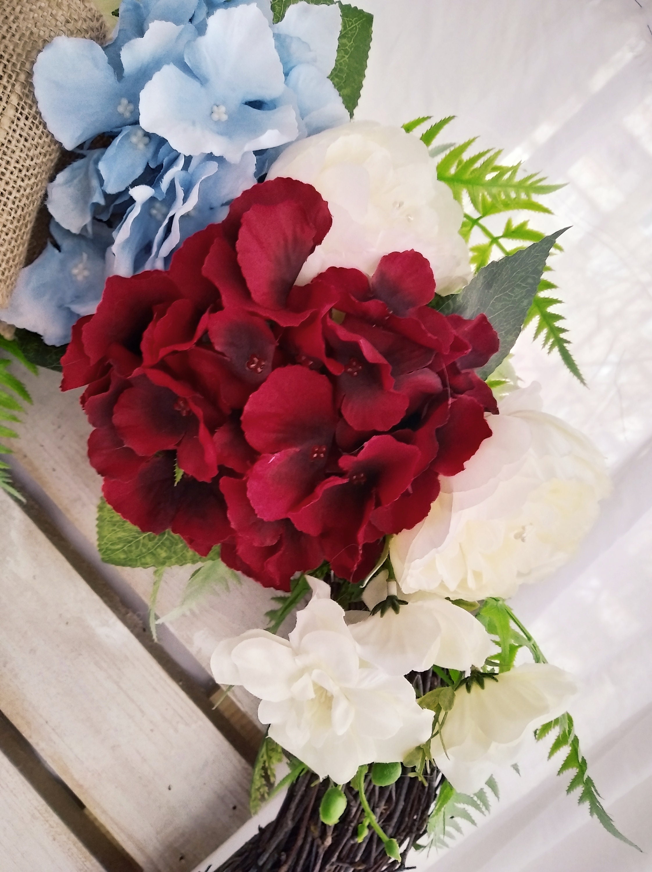 Rot Blau Weiß Hortensien Farn Große Ovale Haustür Landhaus | Etsy