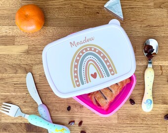 Boho Regenbogen Lunchbox, personalisierte Regenbogen Name Lunchbox, Regenbogen Pack Lunchbox, personalisierte Boho Lunchbox, Kids School Essentials