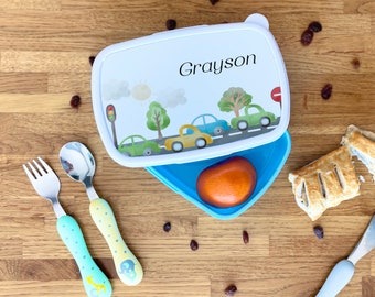 Cars Lunch Box, Boys Lunch Box, Kids School Essentials, Back To School, Personalised Vehicle Lunch Box, Custom Car Snack Box