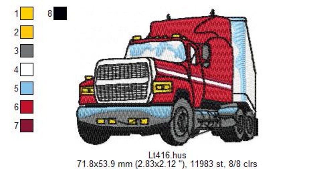 Truck Embroidery Design Big Rigs Embroidery Designs 20  Etsy