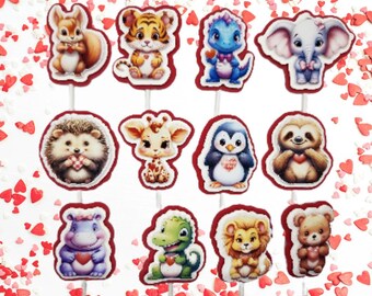 3D Animal Valentine's Day Cupcake Toppers: Handmade Safari Jungle Party Decor