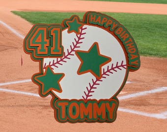 Personalized Baseball Cake Topper, Custom Name & Number, Baseball Birthday Decor, Sports Cake Topper, Baseball Player Cake Decor