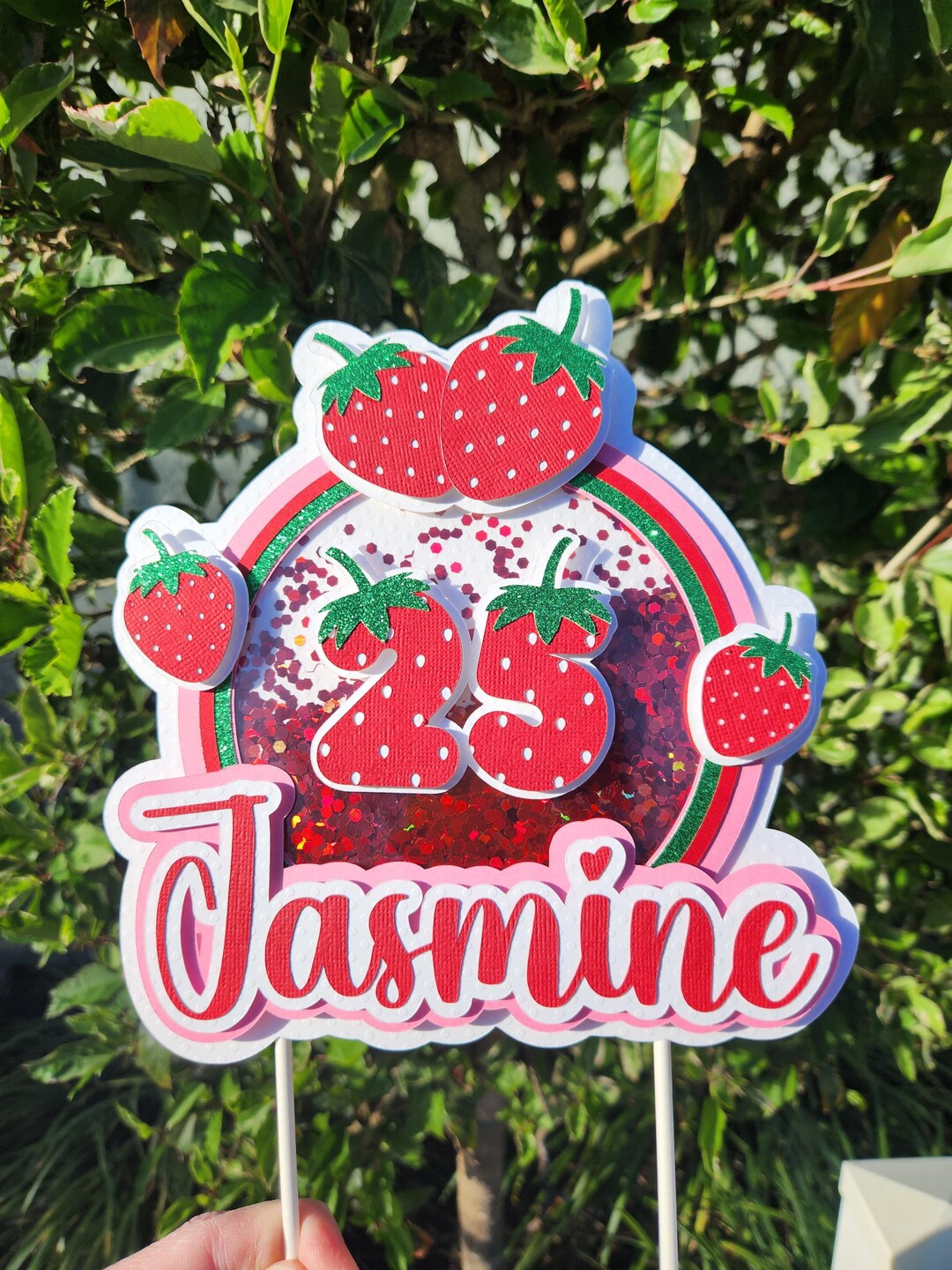 Strawberry Birthday Shower Custom 3D Shaker Cake Topper Berry First ...