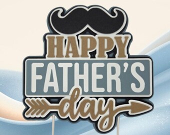 Father’s Day Cake Topper Mustache | Happy Father’s Day Cake Decor | Dad Party Topper | Masculine Cake Decoration | Dad Celebration