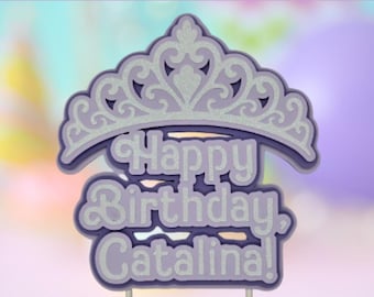 Purple Princess Doll Birthday Decor, Personalized Name & Age Topper, Girly Birthday Party, Doll Inspired Decor, Glam Purple Cake Topper