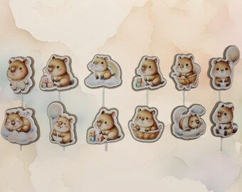 Woodland Baby Shower Cupcake Toppers, Neutral Animal Birthday Decor, First Birthday Cupcake Picks, Gender Neutral Party Decor