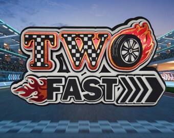 Two Fast Cake Topper | 2nd Birthday Racing Theme | Checkered Flag Party Decor | Boys Birthday Topper | Race Car Party Cake Decoration