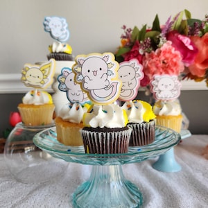 Axolotl Cupcake Toppers Party Decor Custom Cake Picks