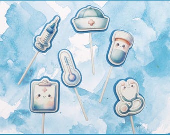 Nursing-Themed 3D Layered Cupcake Toppers for Nurse Graduations, Appreciation Events, Medical Celebrations Party Decor