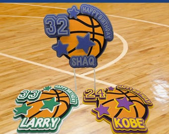 Personalized Basketball Cake Topper, Custom Colors, Any Name and Age Topper, Jersey Number Cake Decoration, Sports Birthday Party Decor