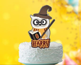 Personalized 3D Owl Cake Topper: Wizard Party Decoration