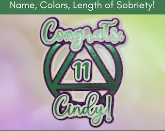 Personalized Sobriety Anniversary Cake Topper - AA Recovery Celebration Gift