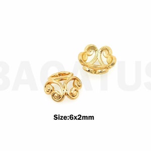 10 pcs 18K Gold Filled Flower Bead Caps,Pearl Caps,Round Bead Caps,Flower Caps,Spacer Jewelry, Brass Caps, DIY Gold Jewelry Making,6x2mm