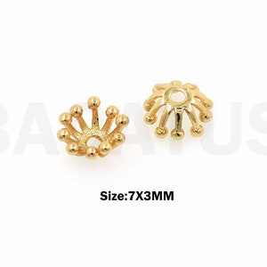 10 pcs 18K Gold Filled Flower Bead Caps,Pearl Caps,Round Bead Caps,Flower Caps,Spacer Jewelry, Brass Caps, DIY Gold Jewelry Making,7x3mm