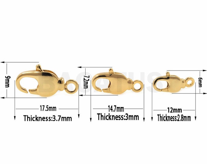 10 pcs,Lobster Clasp,18K Gold Filled  Carabiner Clasp, Rotatable Tail, Necklace Clasp,Bracelet Clasp,Spring Clasp,DIY Jewelry Supplies,