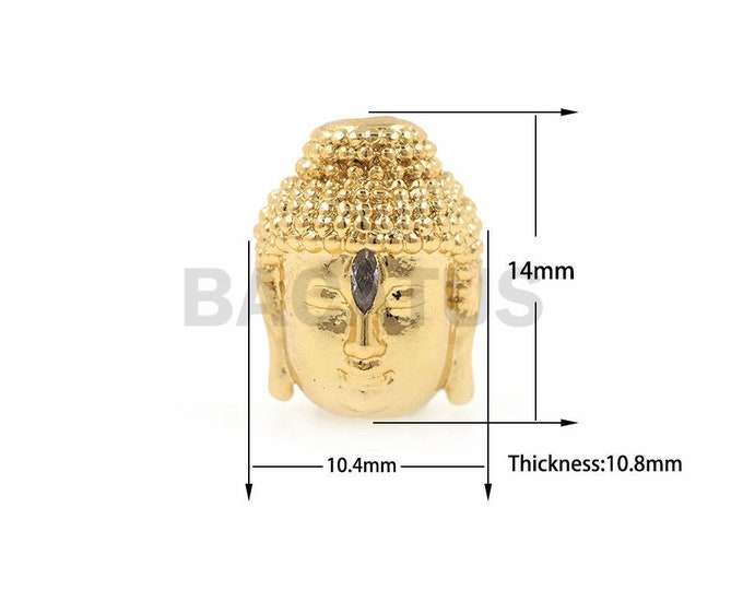 1pcs Buddha head beads, Cubic Zirconia Pave Charm,Beading Jewelry Finding 14x10.8mm