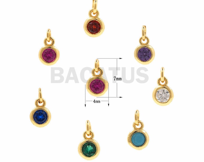 Mini round pendant, round beautiful single diamond bracelet necklace DIY jewelry accessories 1pcs