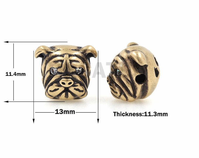 Antique bulldog beads, bulldog bracelet, bulldog beads, bulldog jewelry 11.4x3x11.3mm