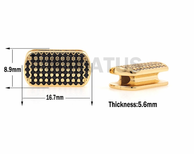 1pcs Brass Long Barrel Beads, CZ Beaded, Men's Bracelet Charms 8.9x16.7x5.6mm