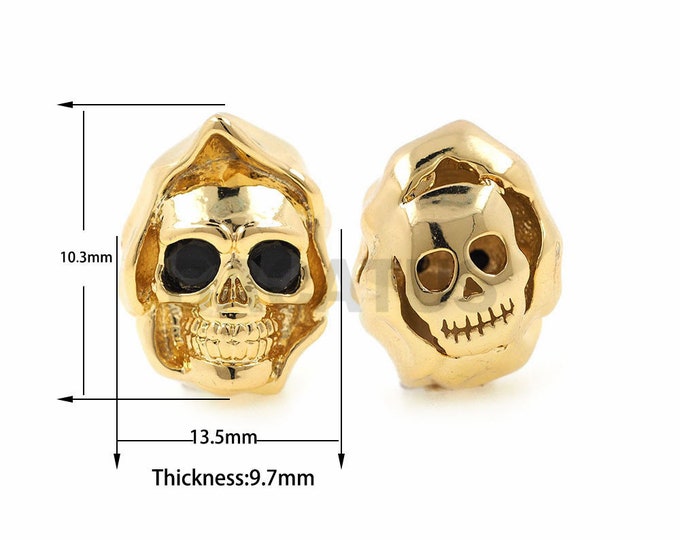 1pcs Skull spacer beads,Paracord Survival Bracelet Beads,Minimalist jewelry supply 10.3x13.5x9.7mm