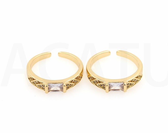 Micropave CZ Fake Diamond Ring, Open Ring, Stackable Ring, Daily Ring,18K Gold Filled Thin Round Ring, Adjustable Ring,