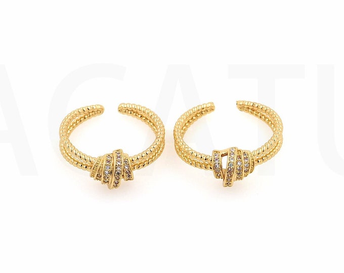 18K Gold Filled Round Rings, Knot Rings, Line Rings, Micro Pavé CZ Couples Rings, Gift For Her, Knot Rings