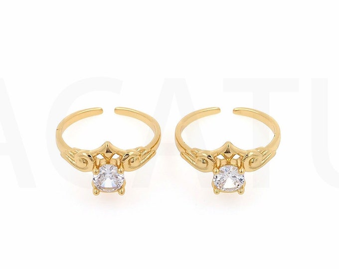 1PCS 18K Gold Filled Ladies Fashion Jewelry Stackable Ring,Micro-Inlaid Zircon Ring Ring Adjustable Opening Ring