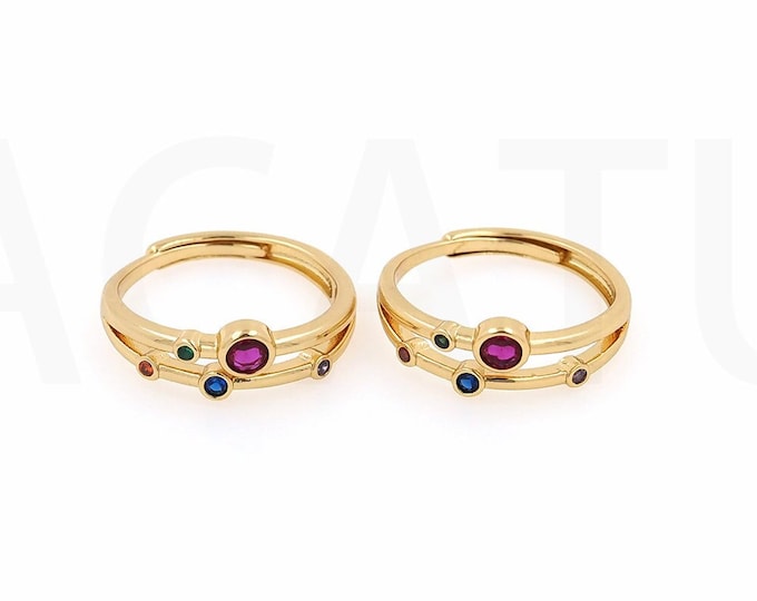 1PCS Micropavé CZ Ring Dainty Opening Adjustable Ring 18K Gold Filled Rectangular Ring,Minimalist Women's Ring,
