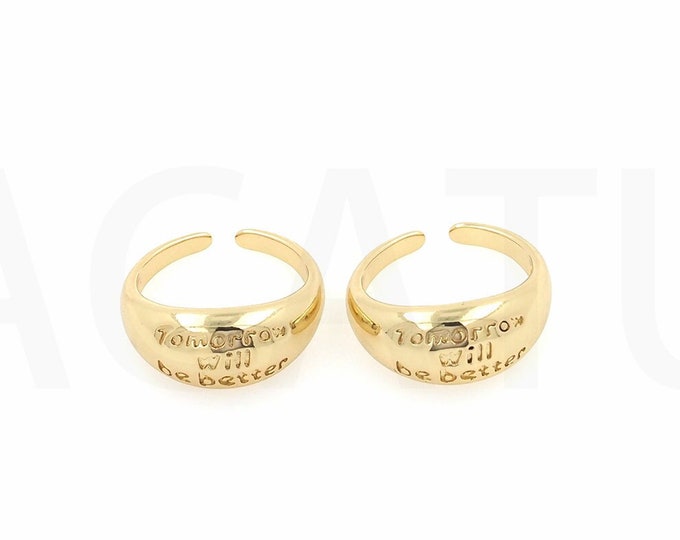 18K Gold Filled Adjustable Rings, Gold Split Rings, Word Rings, Thick Rings, Men's Rings, Gold Rings, Statement Rings,